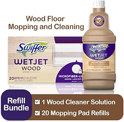 Swiffer Wetjet Wood Floor Mopping And Cleaning Refill Bundle All Purpose Floor Cleaning Products Includes 20 Pads 1 Cleaning Solution
