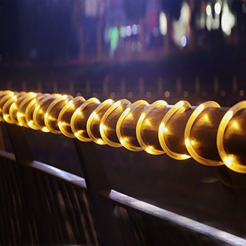 cuzile Solar Powered Tube String Light 50 LED Warm White Outdoor Rope Lights For Christmas Home Garden Bedroom Party Decoration - Image 4