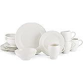 Mikasa Swirl White 16 Piece Dinnerware Set, Service for 4