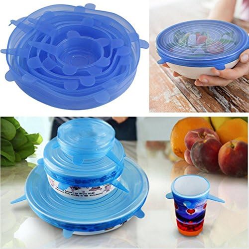 6pcs Universal Silicone Stretch Suction Pot Lids Kitchen Silicone Cover Cooking Pan Spill Lids Home Bowl Stopper Cover