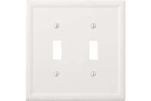 Questech Decor Double Toggle Insulated Light Switch Cover, 2-Gang Electrical Wall Plate, Double Switch Standard Size Receptacle Cover, Decorative Architectural Cornice, White
