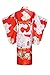 Old-to-new Women's Silk Traditional Japanese Kimono Robe with Pagoda Print Red