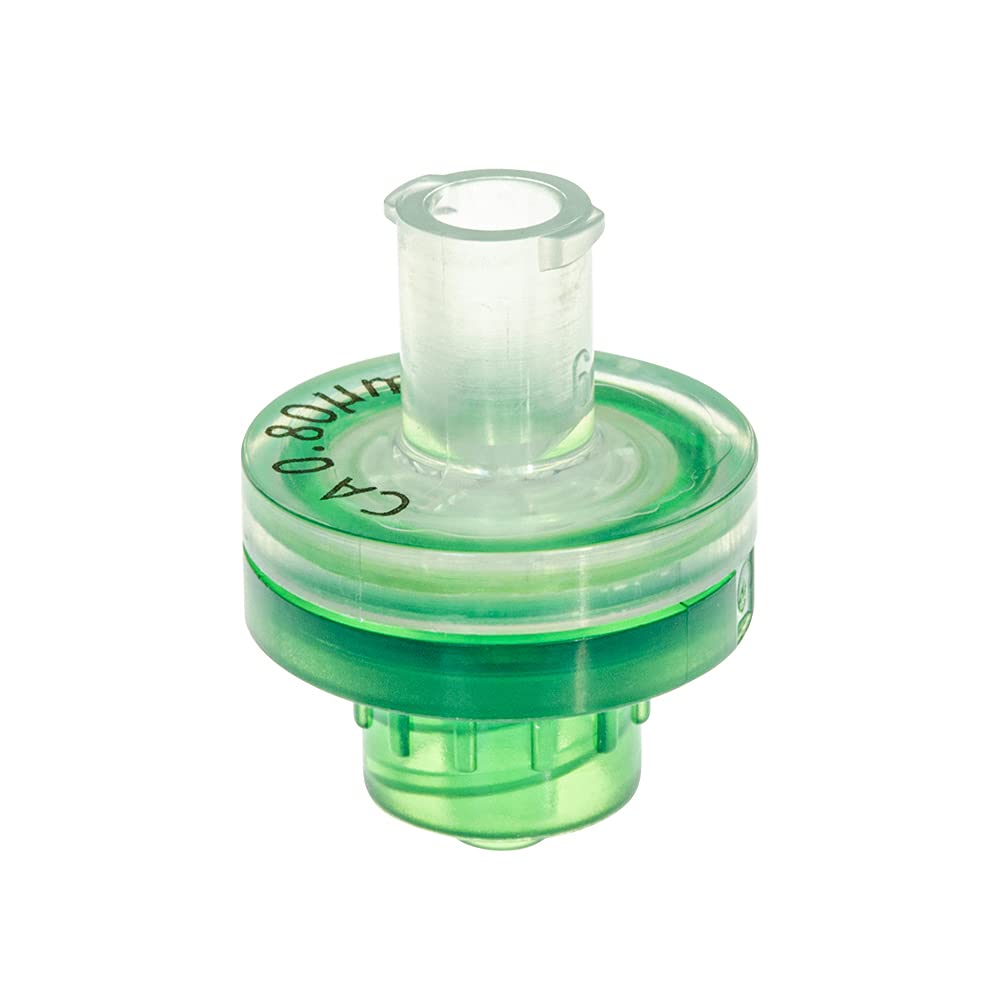 GVS Filter Technology, Syringe Filter, ABLUO, 13mm, CA Membrane, 0.80µm, Acrylic Housing, Green Color, 10/pk