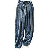Women's Coral Fleece Pajama Lounge Pants - Comfy Warm Sleepwear With Pockets - Velvet Home Long Pants