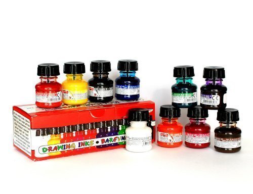 Koh-i-noor 10 X 20g Colored Drawing Inks 141731 by Koh-I-Noor