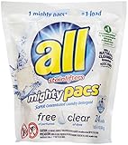 All Mighty Pacs Laundry Detergent, Free and Clear, 24 Count