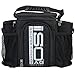 Isolator Fitness 3 Meal ISOBAG Meal Prep Management Insulated Lunch Bag Cooler with Stackable Meal Prep Containers, ISOBricks, and Strap - MADE IN USA (Black/Silver Accent)