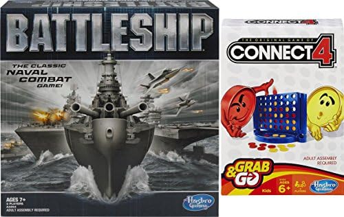 Full Version Battleship Classic Naval Combat Game &amp; Grab &amp; Go Classic Connect Four 2-pack fun time game time!