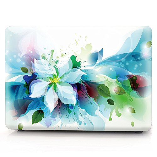 HRH 2 in 1 Blue Watercolor Flowers Laptop Body Shell PC Protective Hard Case Cover and Matching Silicone Keyboard Cover for Apple MacBook Air 11 inch 11.6"(Models: A1370 and A1465)