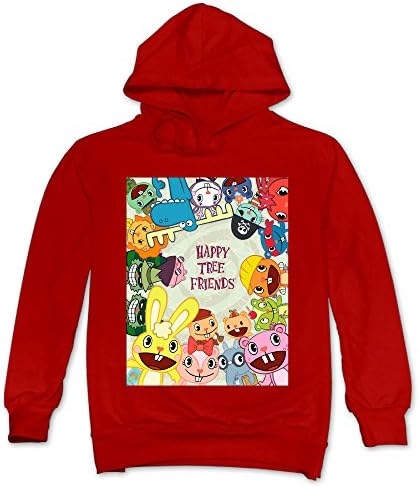 Memoy Men's Tree Happy Animals Hoodies Red