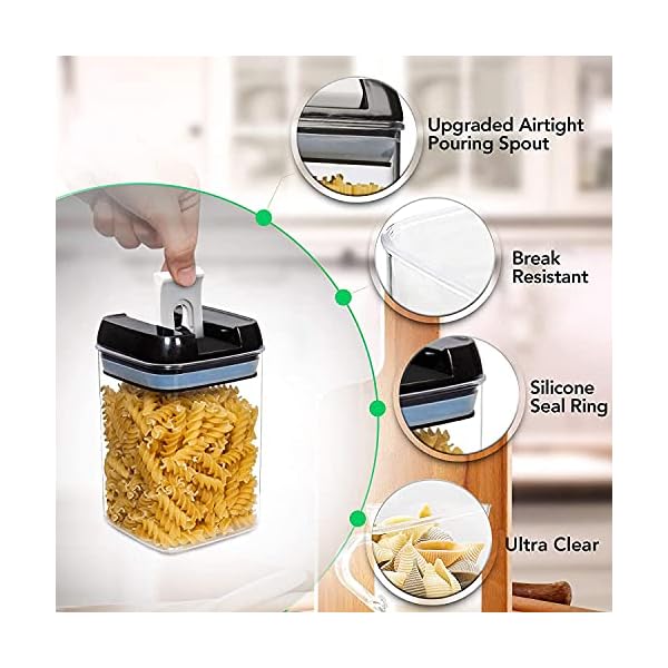 AS-Kitchen-7-Piece-Food-Storage-Container-Set-Airtight-Stackable-Kitchen-Storage-Solutions-for-Kitchen-Cupboards-and-Pantries-Clear-Plastic-Canister-with-Sealable-Lid-Free-Labels-and-Marker A&S Kitchen 7 Piece Food Storage Container Set - Airtight, Stackable Kitchen Storage Solutions for Kitchen Cupboards and Pantries - Clear Plastic Canister with Sealable Lid - Free Labels and Marker