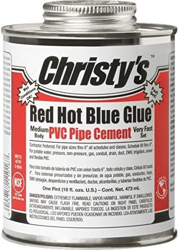 Christys Red Hot Blue Glue PVC Pipe Cement, 16 oz Container by T Christy Enterprise