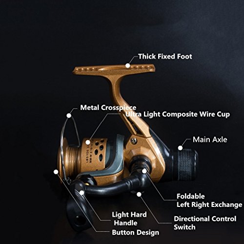 JIONS MIFINE Mini Light Hard Metal Spinning Fishing Wire Wheel Crucian Rod Reels 1000 Gold