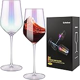 Gutsdoor Iridescent Wine Glass Set Crystal Red Wine Glasses Colored Wine Glasses set of 2 Large 17 Ounce Long stemmed Hand Blown for Wedding, Anniversary, Christmas, Birthday, friendsgiving Gifts