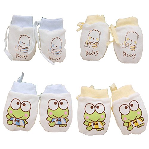 Lucky staryuan Cyber Monday 4Pack Cotton Infant No Scratch Gloves Drawstring Adjustable (Boy)