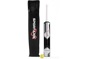 SPORTAXIS Kashmir Willow Cricket Bat Stroke Ultima with Foam Padded Bag & Ball, Rubber Grip, Full Size