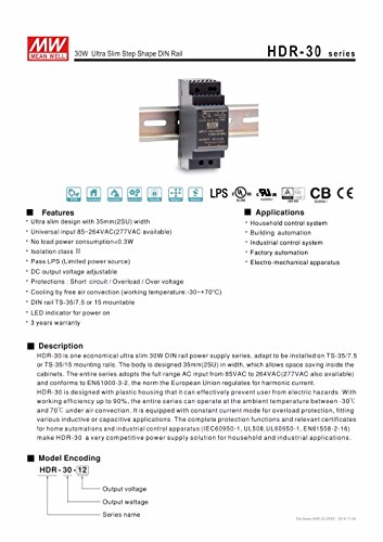 Original MEAN WELL HDR-30-5 15W 3A 5V DIN Rail Power Supply meanwell step shape mini slim size power source 5V DC adjustable 88-264VAC