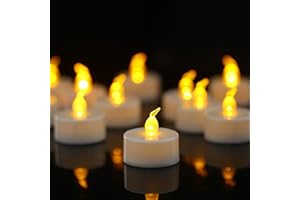 Tea Lights, 24 Pack Flameless LED Tea Lights Candles, Battery Powered Fake Candles,100 Hours, Warm Amber, Ideal for Wedding, 