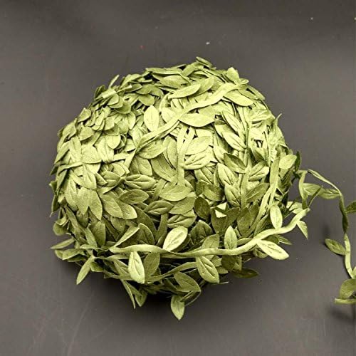 Artificial Olive Green Leaves Leaf Trim Ribbon -20 Yards - for DIY Craft Party Wedding Home Decoration