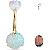 FUNLMO 14G Belly Button Ring Titanium Belly Button Piercing Belly Ring Internally Threaded Navel Piercing Jewelry