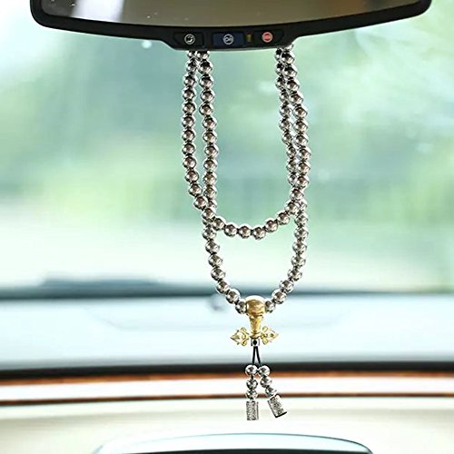 Outdoor Stainless Steel 108 Buddha Beads Necklace Hand Bracelet Chain Titanium Steel Metal Necklace Waist Chain (Silver - C)