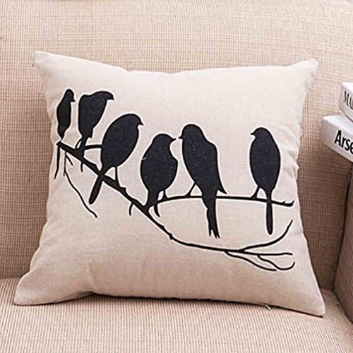 Rise World Pillowcase Vintage 18" X 18" Cotton Linen Square Throw Pillow Cushion Cover Pillowcase for Sofa (Black Hundreds of Birds)