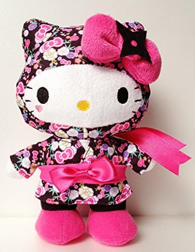 Amazon サンリオ カワイイジャパン 忍者 ハローキティ ぬいぐるみ Sサイズ 高さ19cm 黒ピンク ぬいぐるみ おもちゃ