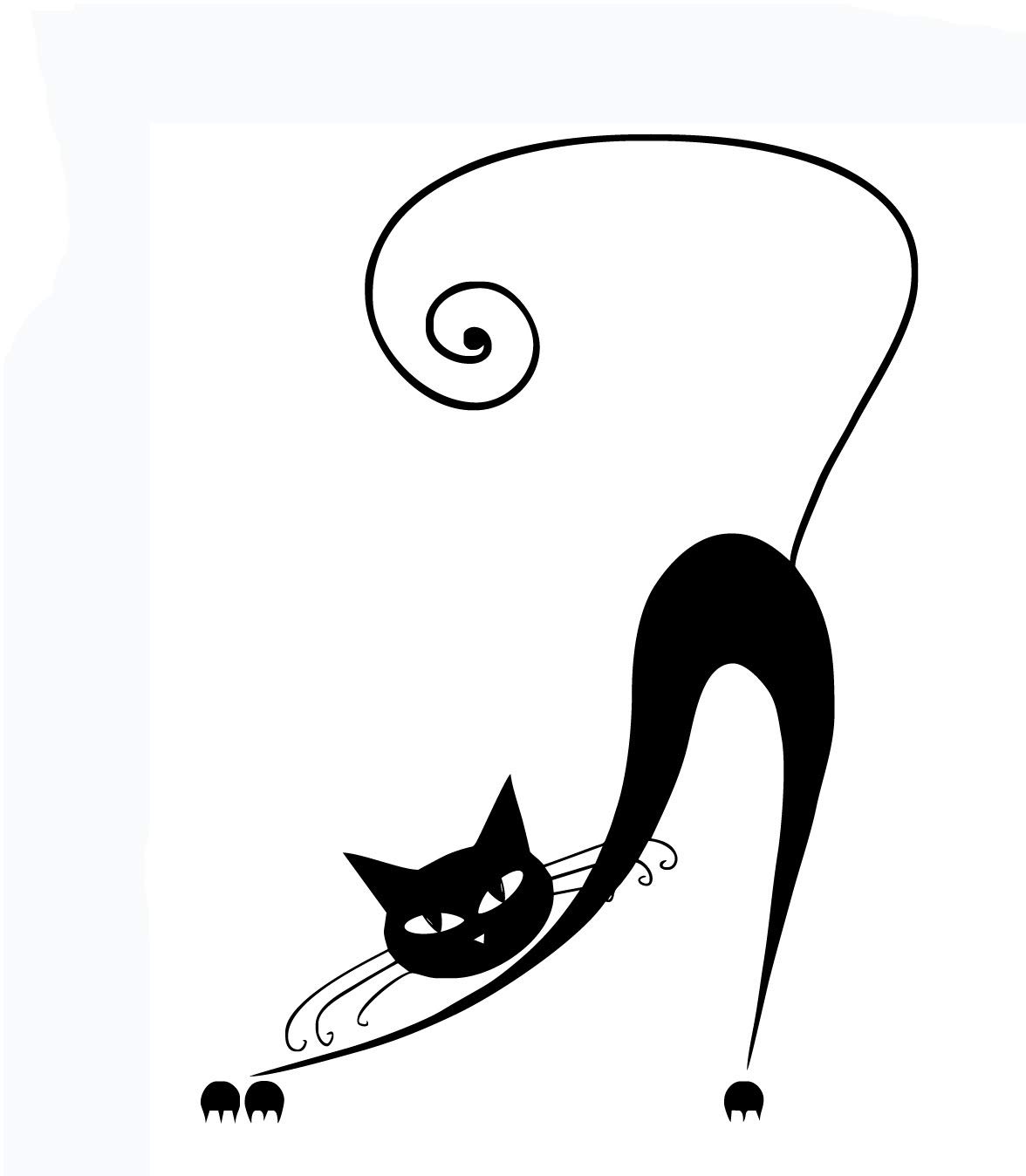 A Stretching Black Cat Wall Sticker Decal for Home Living Room Bedroom Dinning Room Decor