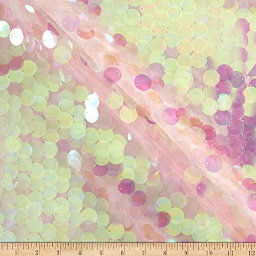 Fish Scale Paillette Sequin Blush Pink Fabric By The Yard