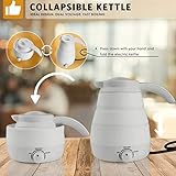 Electric Kettle, 2019 Upgrade 110V/220V Collapsible Travel Accessories for Fast Heating Hot Water, Coffee and Tea, 0.6L Food Grade Silicone Portable Temperature Control Water Boiler