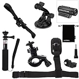 Luxebell 6-in-1 Accessories Kit for Contour Roam Roam2 Roam3 +2 +Plus Hd 1080p Waterproof Video Camera, Helmet Mount / Bike Handlebar Mount / Monopod Pole / Shoulder Strap / Suction Cup