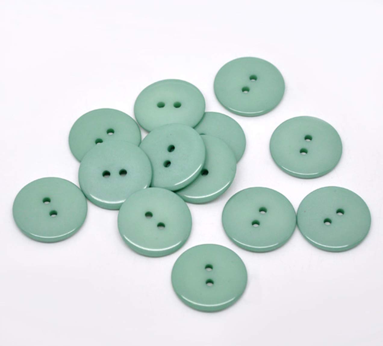100 Cyan Round Resin 23mm Buttons with 2 Sewing Holes. for Clothes Making, Art, Scrapbooking, and Many Other Crafts