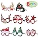 JOYIN 8PCS Christmas Glasses Glitter Party Glasses Frames Christmas Funny Sunglasses Christmas Party Glasses for Photo Booth (One Size Fits All)