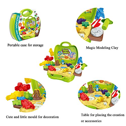 Jovatnana Dino World Modeling Clay Create with Clay Dinosaurs Kit Combines Art, Adventure, Science and Fun for The Perfect STEAM Experience Safe Non Toxic 26-Piece Set - Thumbnail 2