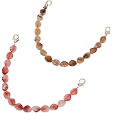 BEAMARKER 2Pcs 12.4 Inch Acrylic Purse Chain Straps Gemstone Imitation Decorative Bag Chain Beaded Short Bag Strap Extender with Lobster Clasp Handle Replacement Repair for Women Handbag Tote Wallet