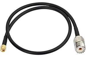 Bingfu Ham Radio Antenna Adapter SMA Male to UHF SO239 Female RG58 Coaxial Jumper Cable 60cm 2 feet for Two Way Radio Handhel