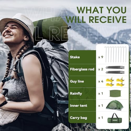 JAICOM 1-4 Person Camping Tent, Ultralight Waterproof Igloo Tents Camping Tent for 3-4 Seasons, Easy to Install, Ideal for Camping, Hiking, Beach, Climbing