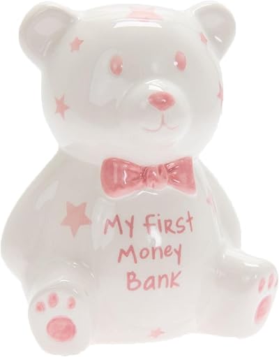 L & P Home & Gifts Lesser & Pavey My First Teddy Bank Pink Savings Box