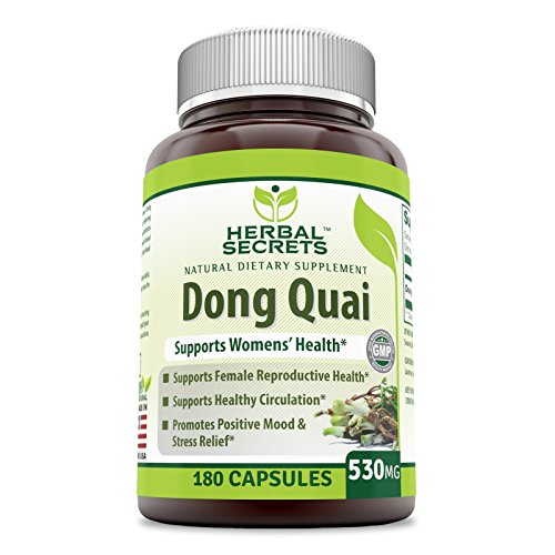 Herbal Secrets Natural Dietary Supplement - Dong Quai - 530 Milligrams - 180 Capsules - Supports Women's Health - Encourages Better Circulation Herbal Secrets Natural Dietary Supplement - Dong Quai - 530 Milligrams - 180 Capsules - Supports Women's Health - Encourages Better Circulation