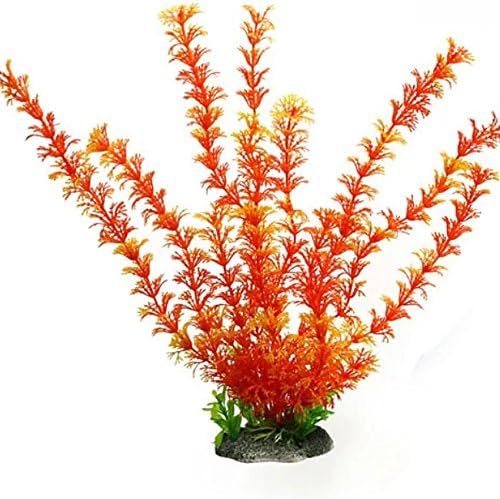 New High Artificial Plastic Water Plant for Aquarium Decoration Fish Tank Ornament Orange set50