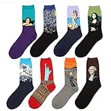 Vigvog Men's Art Patterned Casual Couple Crew Socks 8 Pack