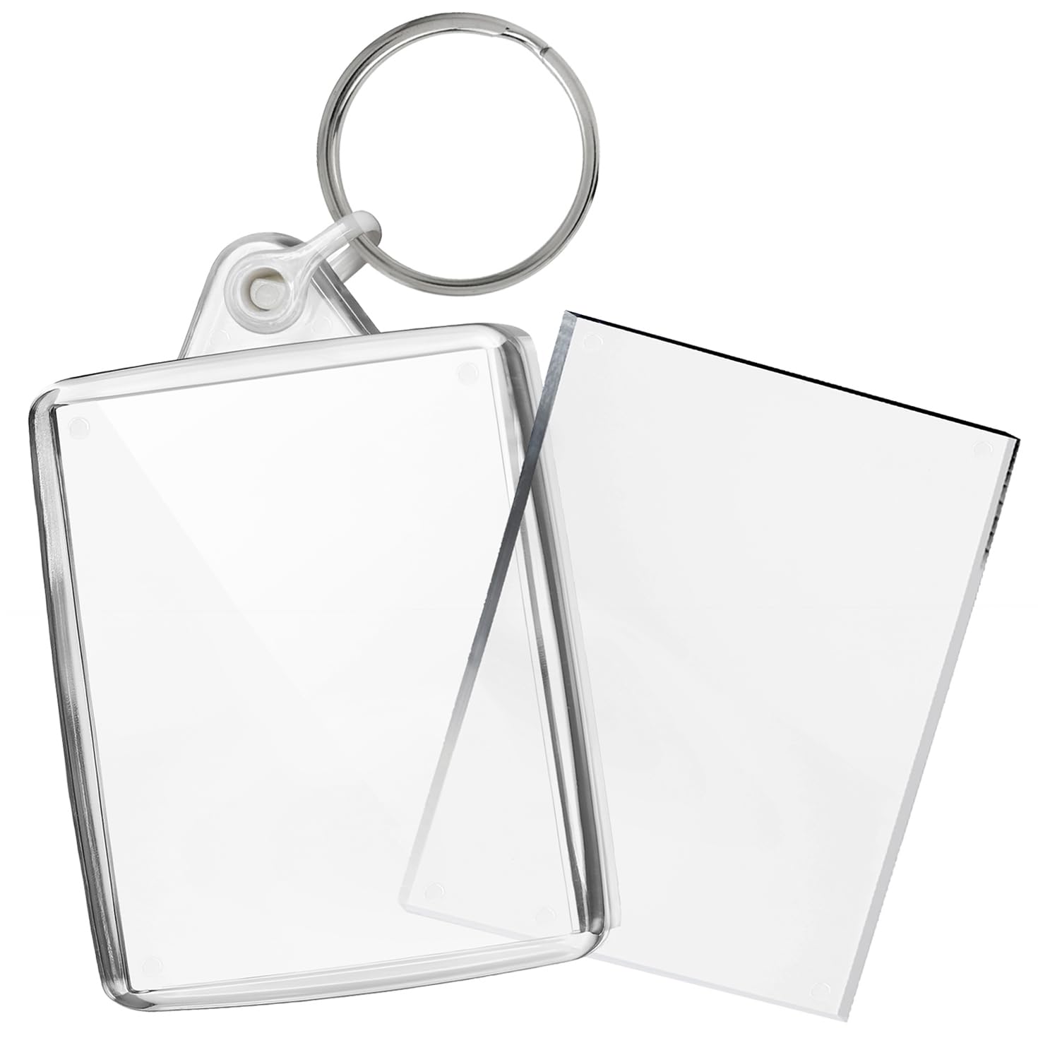 Turquoise Premium Clear Acrylic Blank Keyrings Key Fobs 45 x 35 mm | Passport Photo (Pack of 50)