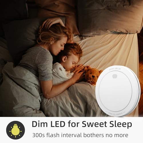 CPVAN Wireless Interlinked Smoke Alarms with 10 Years Battery Life, Smoke Alarms for Home, Linked Smoke Detector, EN14604, CE Certified, Low-Battery Alert, FSI-3001. 6 Pack