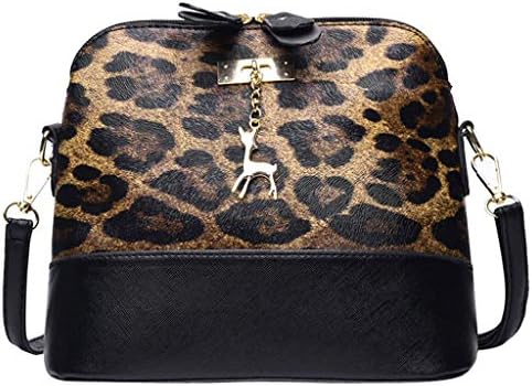 Ansenesna Bag StrapWomen Leopard Print Crossbody Fawn Pendant Shell Shoulder Messenger