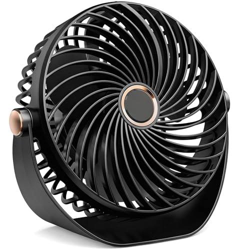 Fashioz Mini Desk Fan, USB Table Fan with 5 Speeds Strong Airflow,Cooling Portable & Ultra-Quiet, Desktop 360°Rotatable Head and Charging for Home Office Bedroom Library Summer Gift (black)