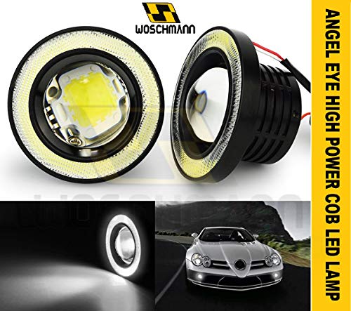 Woschmann – Car Fog Light Round 3.5 Inch/89MM COB LED Fog Light Bulbs with Angel Eye Projector Lamp High Power Bright DRL Halo Ring, 7000K Xenon White- (Set o f 2)