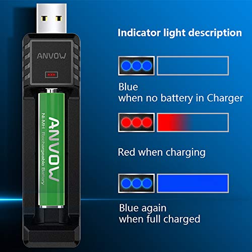 AAAA Batteries, ANVOW Rechargeable AAAA Batteries for Surface Pen, Rechargeable AAAA Battery for