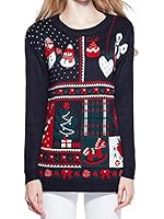 V28 Women Girl Christmas Cute Santa Embroidered Knitted Deer Pullover Sweater Jumper