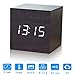 Nescope Digital Alarm Clock Digital Clock Cube Design Wooden Clock with 12/24Hr 3 Sets of Alarms Temperature Display