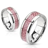 STR-0070 Stainless Steel Pink Carbon Fiber Inlay Band Ring (12)